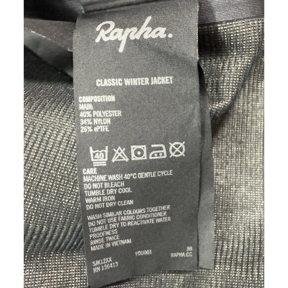 Rapha Mens Classic Gore-Tex Winter Jacket Size 2XL Black Outdoor Cycling - Picture 10 of 13
